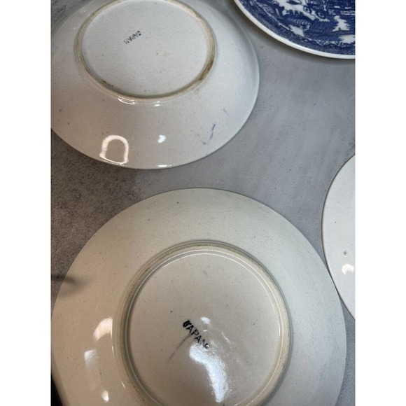 5 Vintage Blue Willow Replacement Saucer Plates 5 3/4 Oriental Birds Japan Blue - Picture 8 of 10
